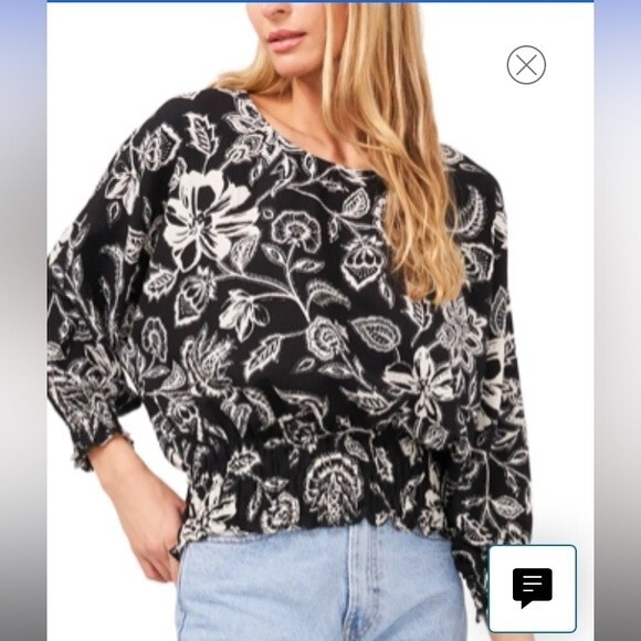 VINCE CAMUTO Blouse Floral Dolman Sleeve Peasant Top Women's size Medium Boho - Picture 1 of 2